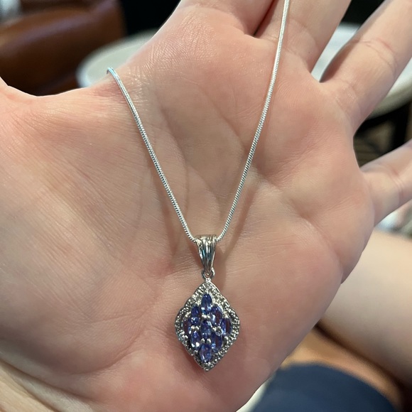 18” Diamond and tanzanite silver necklace